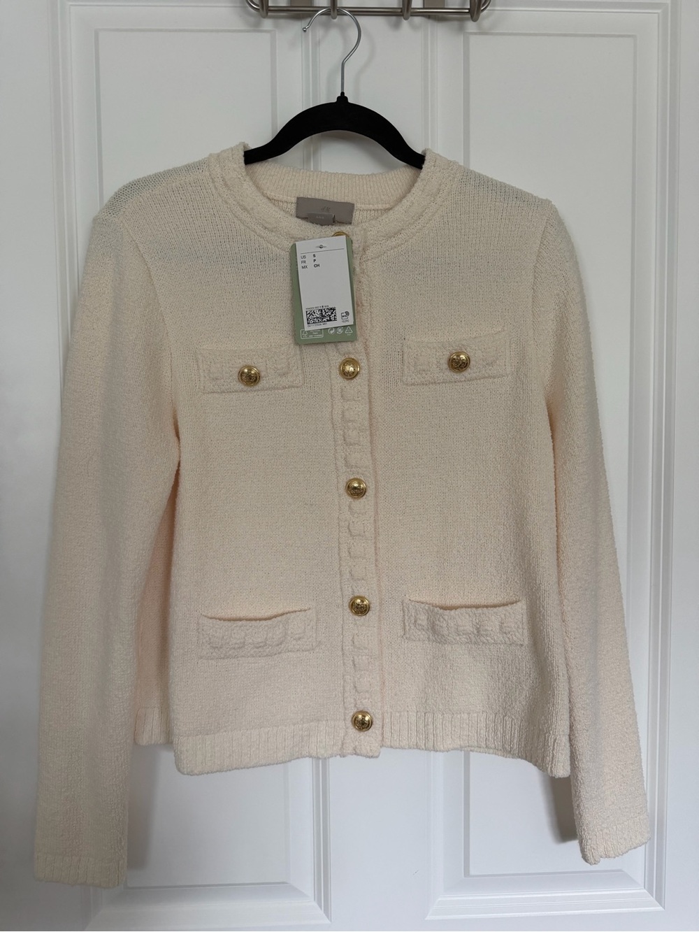 H&M Cream Bouclé Gold-Button Jacket